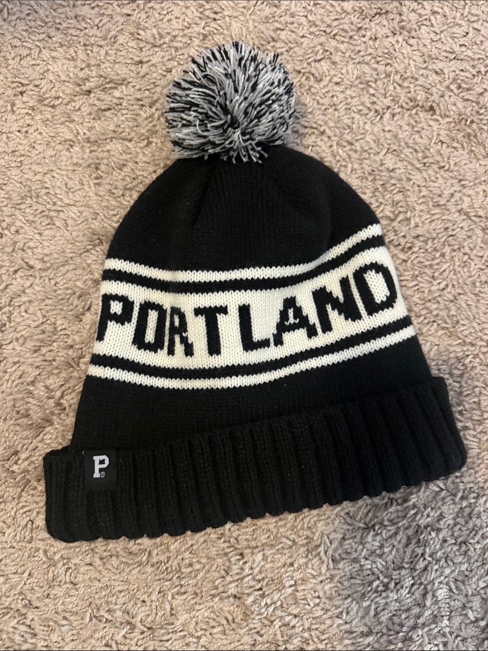 Portland Kids Pom Beanie - Black & White